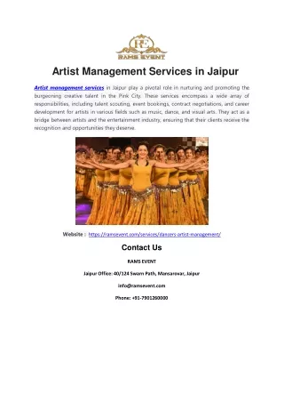 Artist Management Services in Jaipur