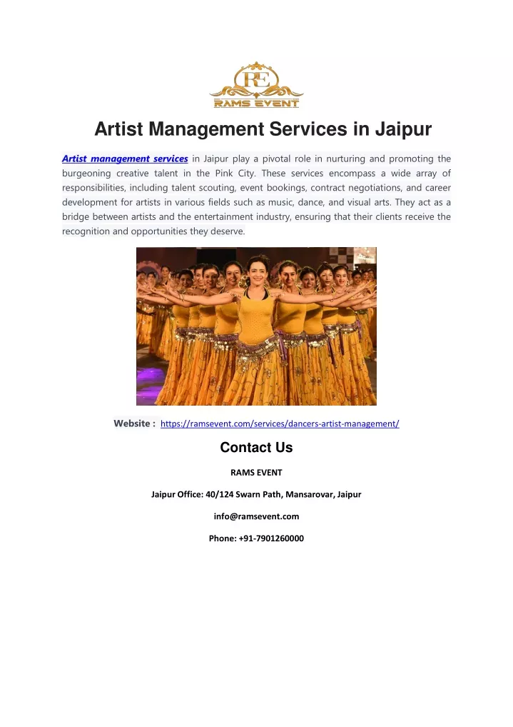 artist management services in jaipur