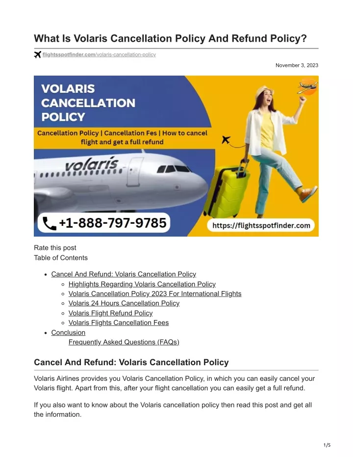 what is volaris cancellation policy and refund