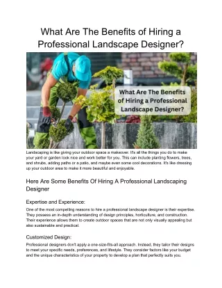 What Are The Benefits of Hiring a Professional Landscape Designer