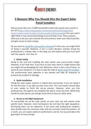 5 reasons why you should hire the expert solar