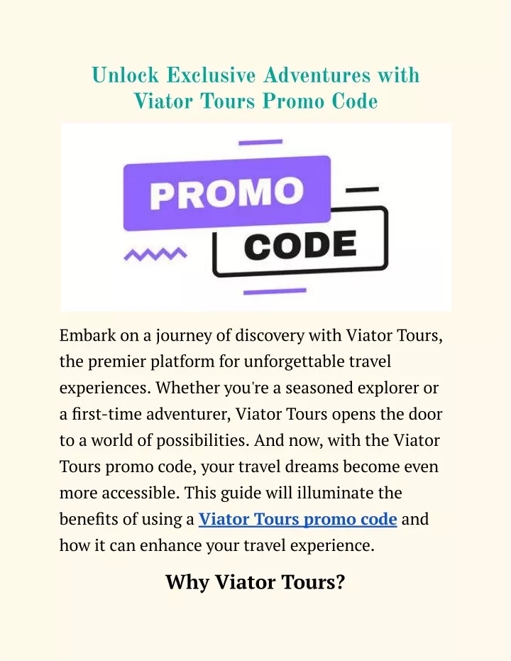 PPT Unlock Exclusive Adventures with Viator Tours Promo Code