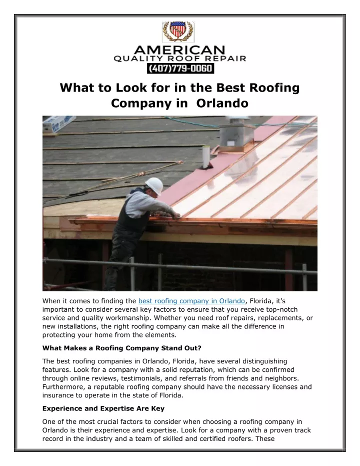 what to look for in the best roofing company