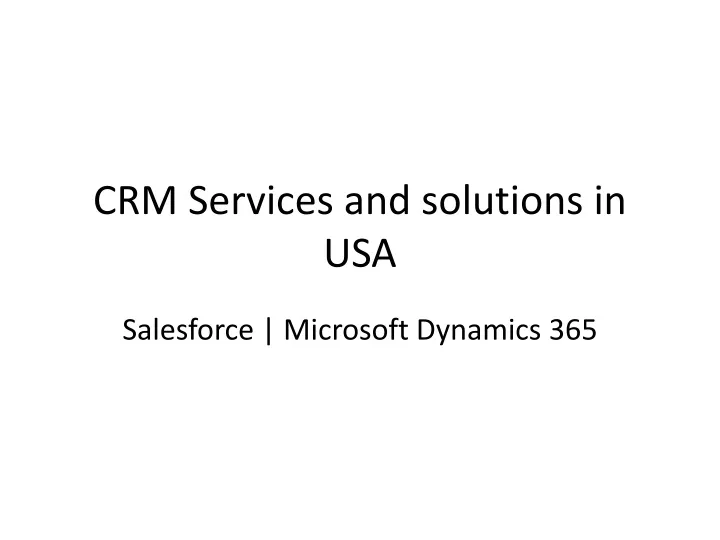 crm services and solutions in usa