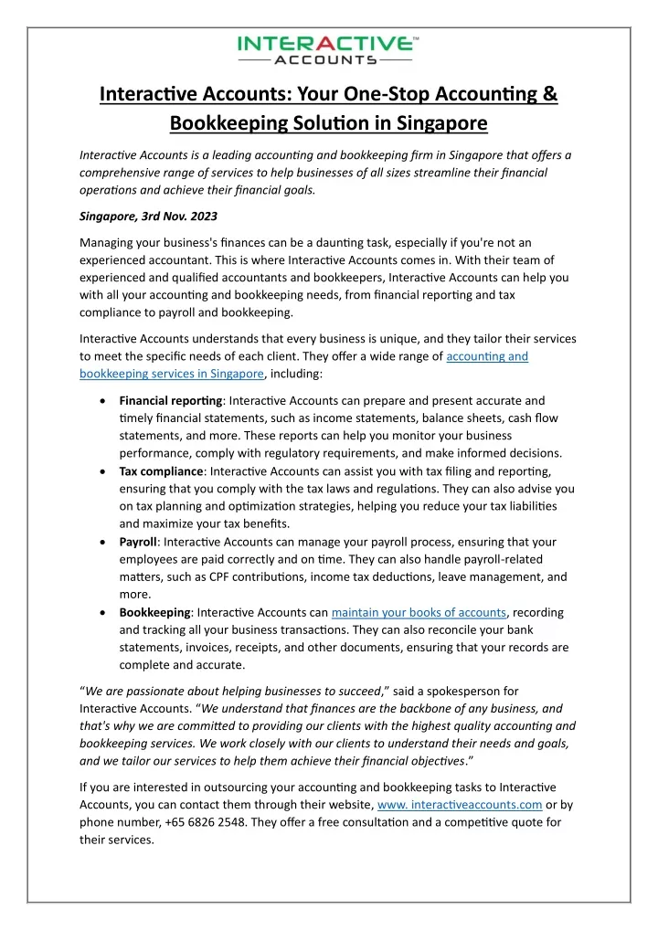 interactive accounts your one stop accounting