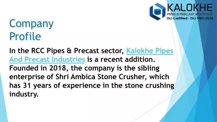 in the rcc pipes precast sector kalokhe pipes