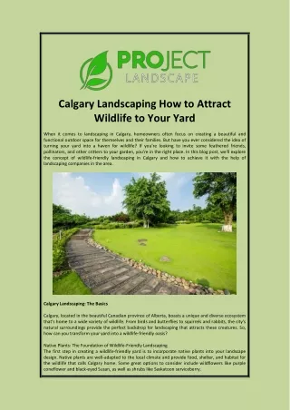 Calgary Landscaping How to Attract Wildlife to Your Yard