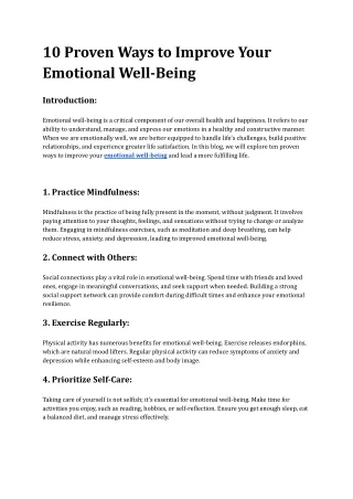 10 proven ways to improve your emotional well