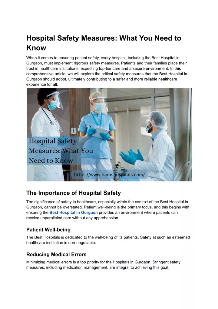 hospital safety measures what you need to know