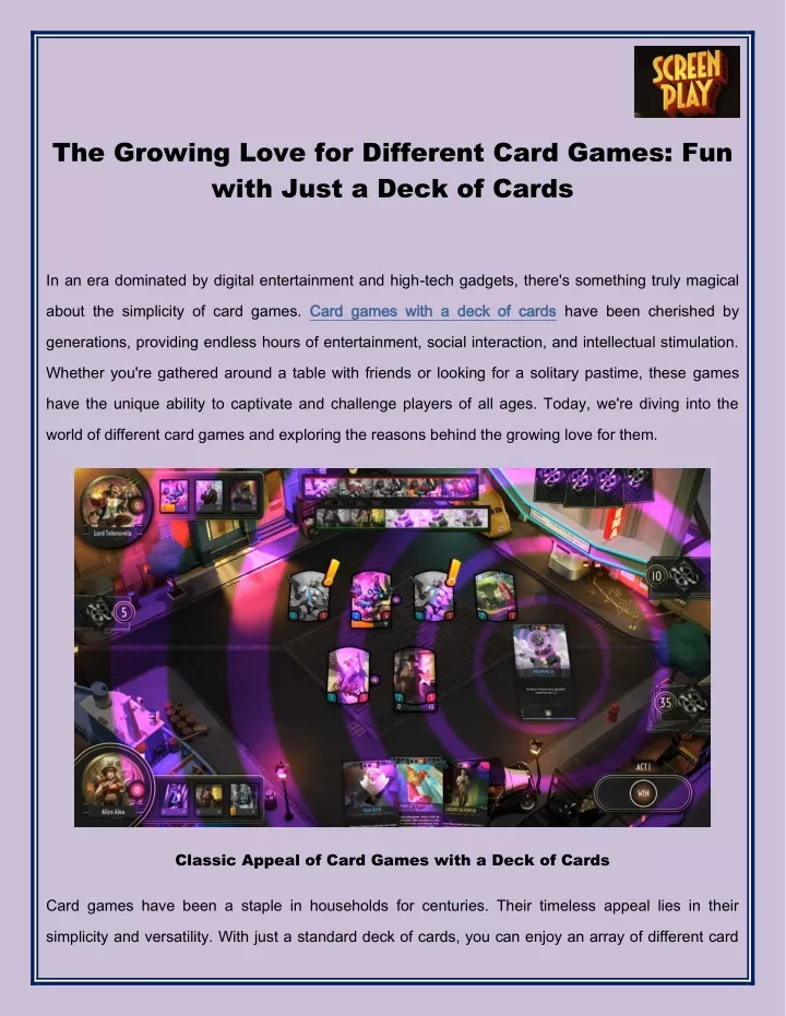 the growing love for different card games