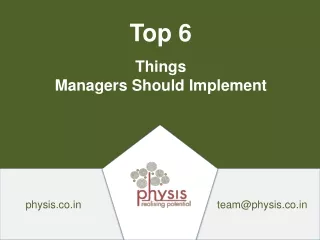 Top 6 things Managers should implement
