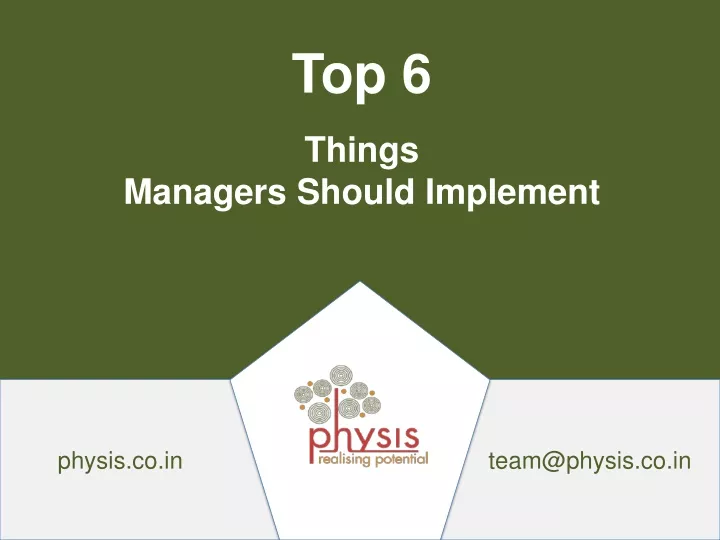 things managers should implement