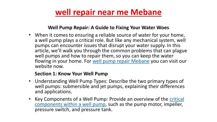 well repair near me mebane