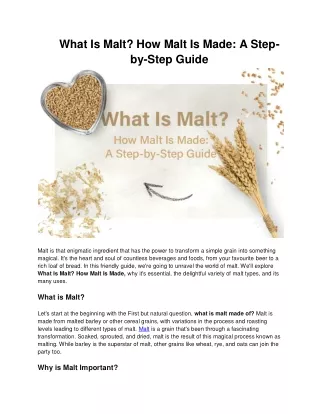 Malt Production Guide: Understanding the Making Process