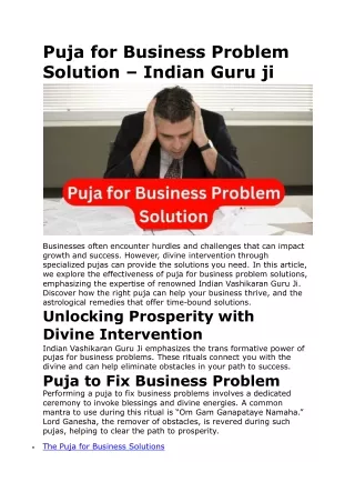 puja for business problem solution indian guru ji