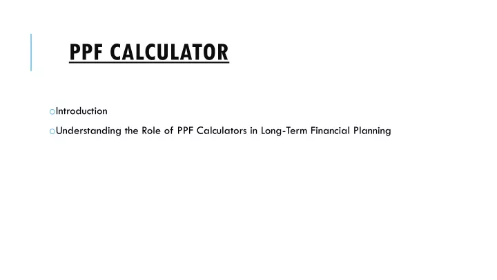 ppf calculator