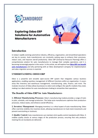 Exploring Odoo ERP for Auto Manufacturers