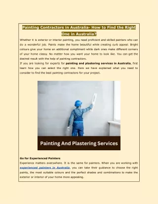 Painting Contractors in Australia- How to Find the Right One?
