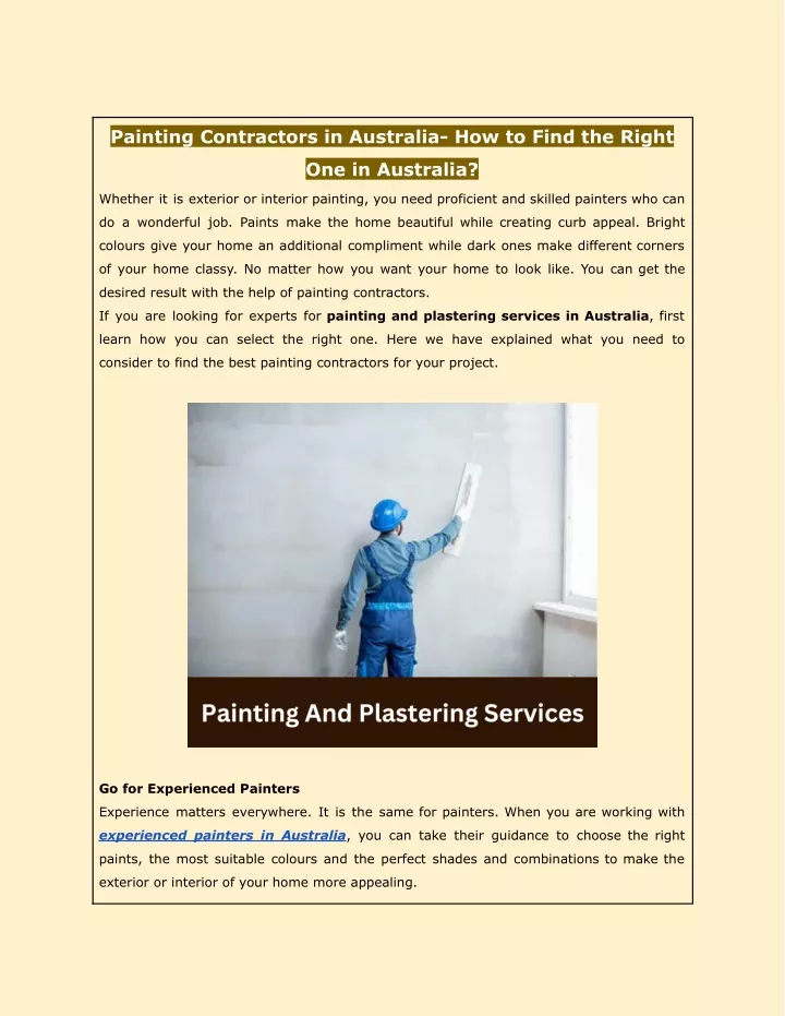 painting contractors in australia how to find