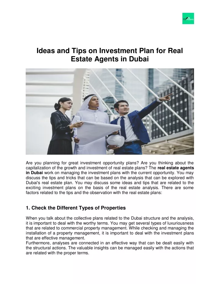 ideas and tips on investment plan for real estate