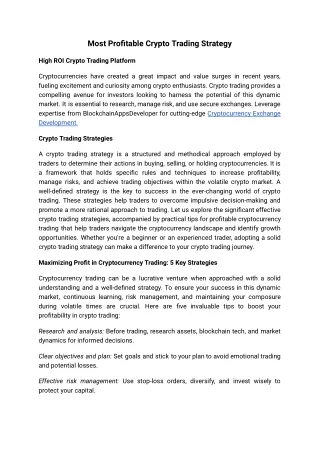 most profitable crypto trading strategy