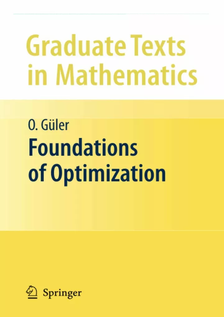 pdf foundations of optimization graduate texts