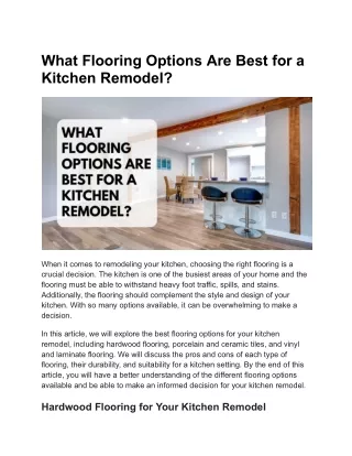 What Flooring Options Are Best for a Kitchen Remodel