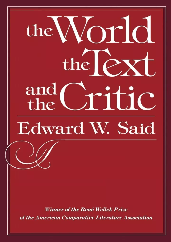 read ebook pdf the world the text and the critic