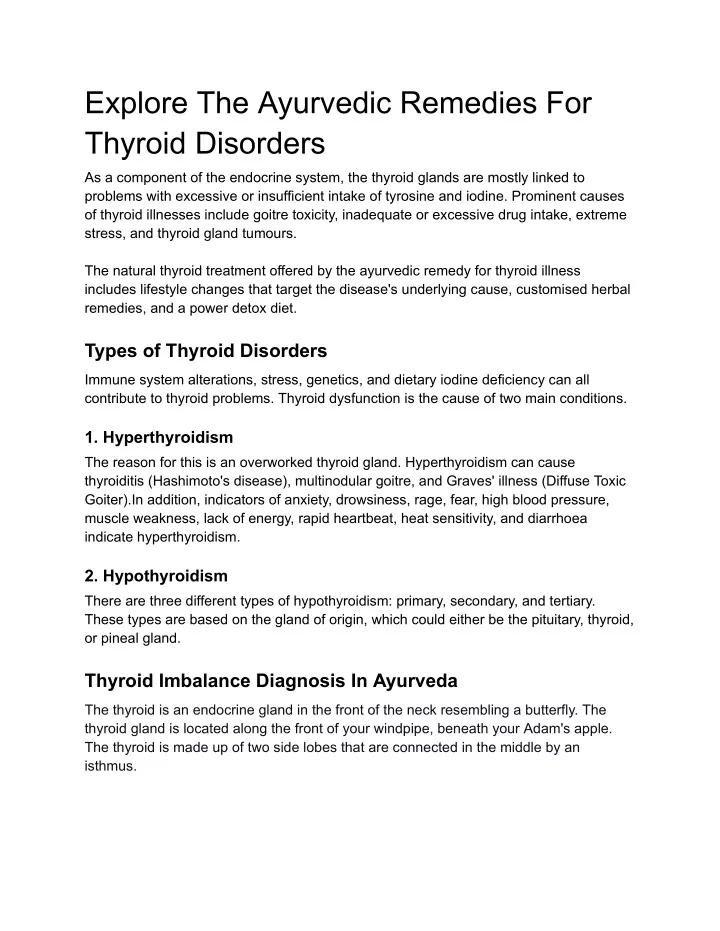 explore the ayurvedic remedies for thyroid