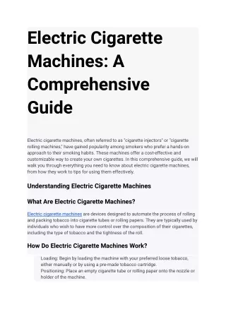electeric cigarette Machines 2023