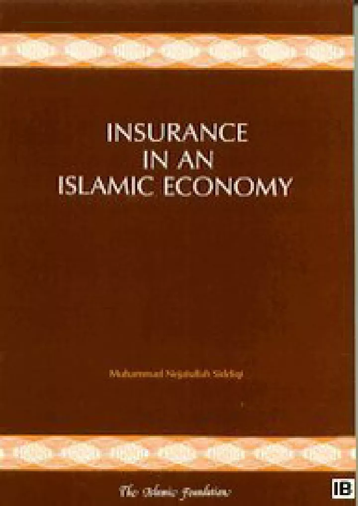 read download insurance in an islamic economy