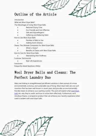 Wool Dryer Balls and Cleanz: The Perfect Laundry Duo
