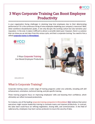 3 Ways Corporate Training Can Boost Employee Productivity