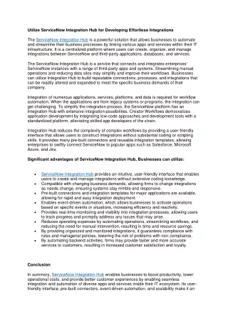 utilize servicenow integration hub for developing