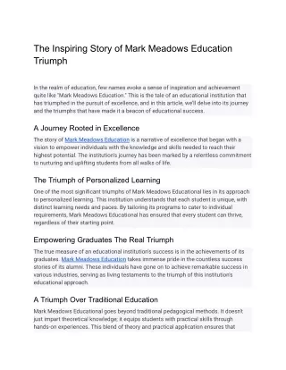 The Inspiring Story of Mark Meadows Education Triumph