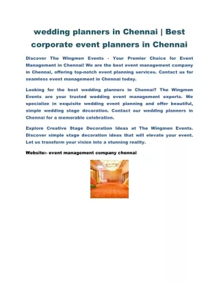 wedding planners in Chennai | Best corporate event planners in Chennai