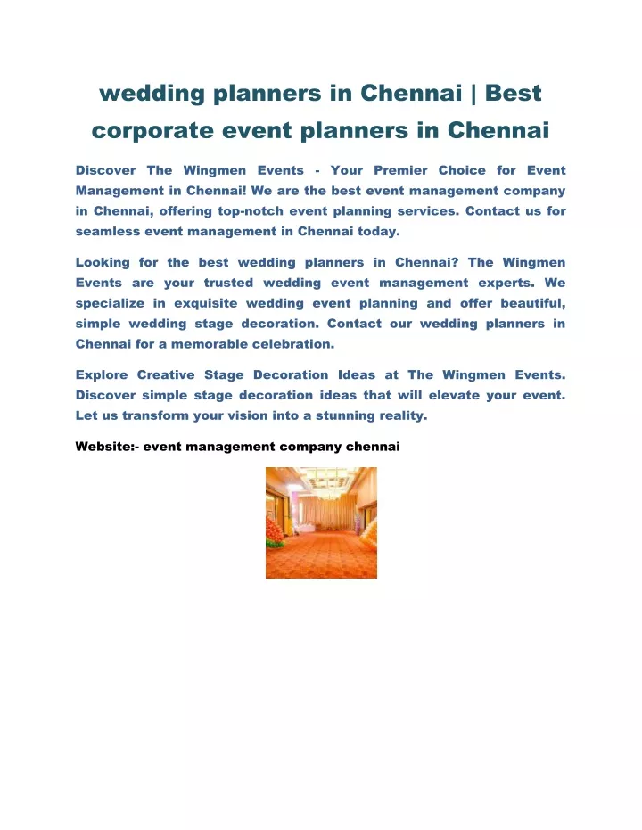 wedding planners in chennai best corporate event