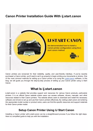 Canon Printer Installation Guide With ij.start.canon