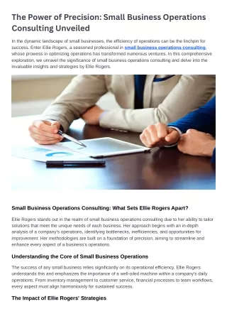 The Power of Precision Small Business Operations Consulting Unveiled