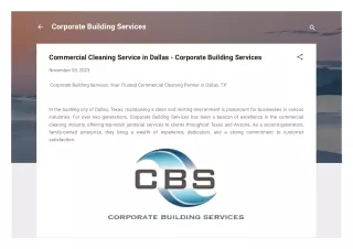Commercial Cleaning Service in Dallas - Corporate Building Services