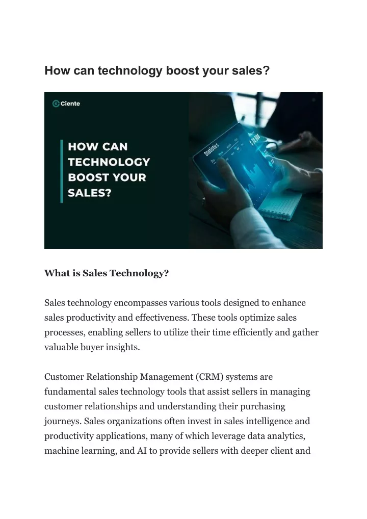 how can technology boost your sales