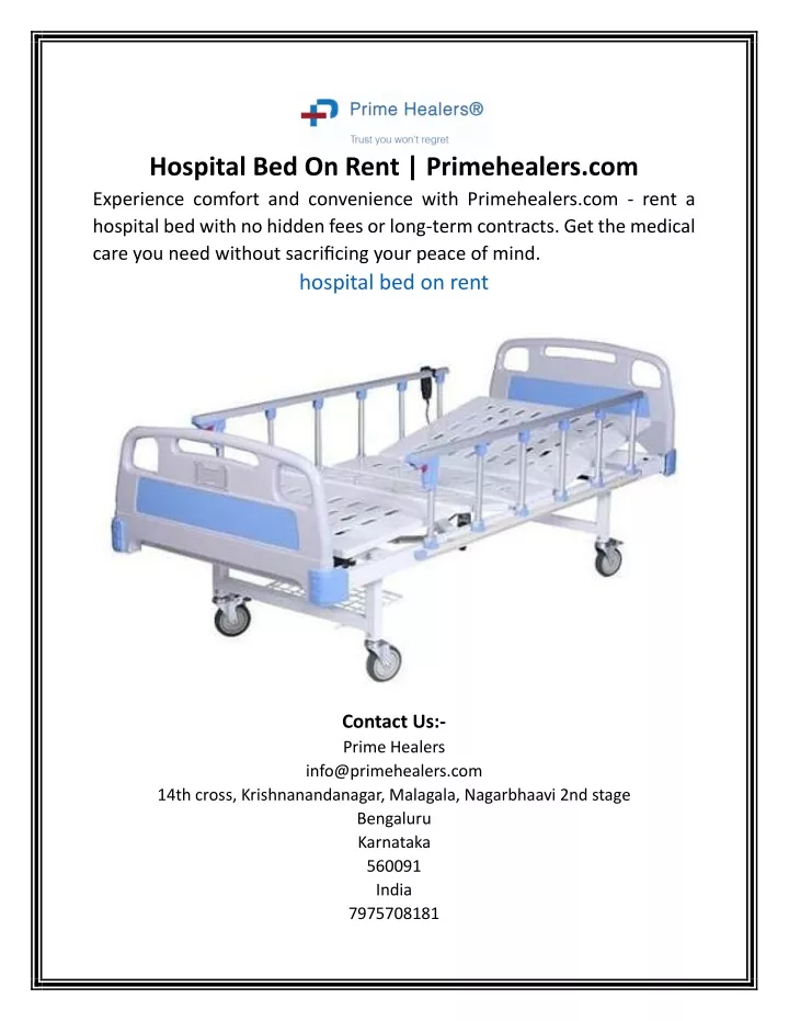 hospital bed on rent primehealers com experience