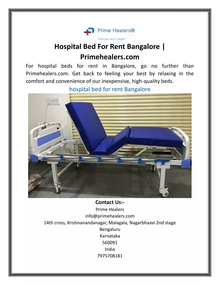 hospital bed for rent bangalore primehealers