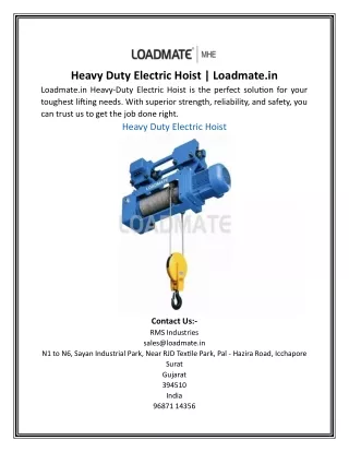 Heavy Duty Electric Hoist | Loadmate.in