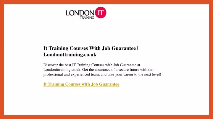 it training courses with job guarantee