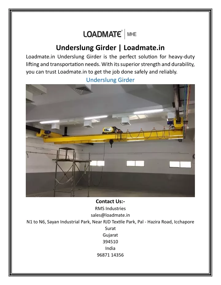 underslung girder loadmate in loadmate