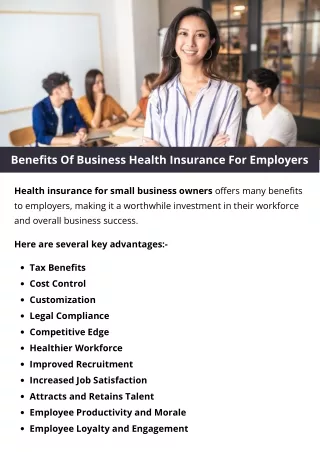 Benefits Of Business Health Insurance For Employers