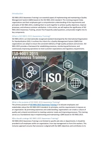 ISO 90012015 Awareness Training Material PDF