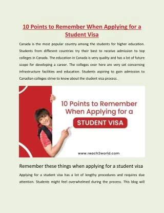 10 Points to Remember When Applying for a Student Visa.