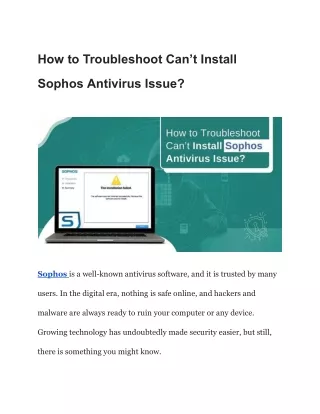 How to Troubleshoot Can’t Install Sophos Antivirus Issue
